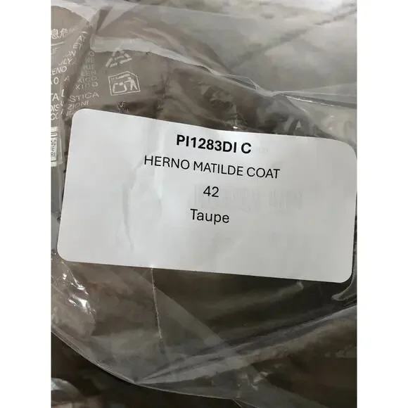 Authentic Women's HERNO Quilted Down Filled Puffer Jacket Long Size 42 Taupe - Picture 4 of 12